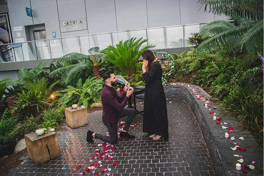 Proposal photography at The Sky Garden