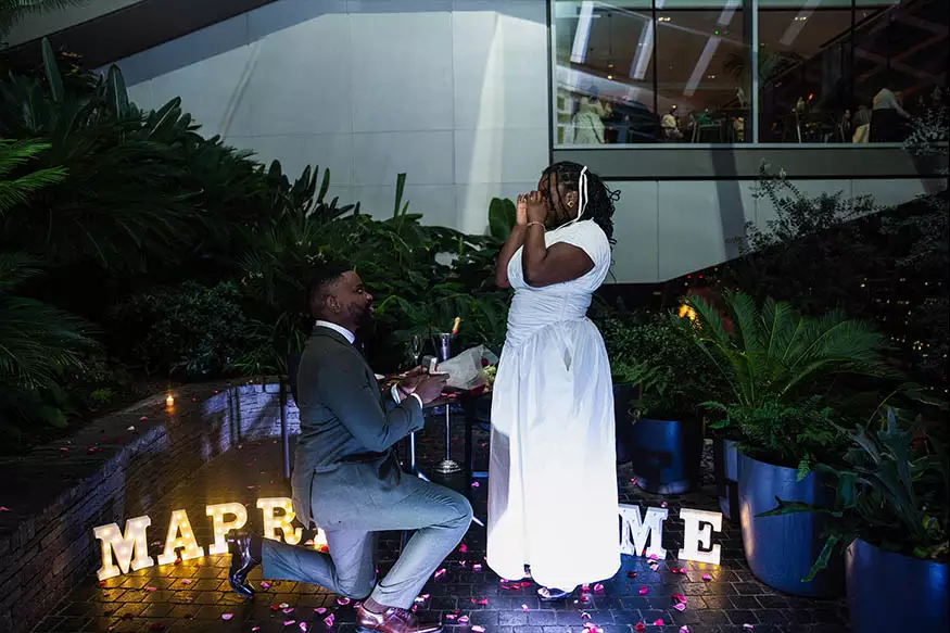 Proposal photography at The Sky Garden