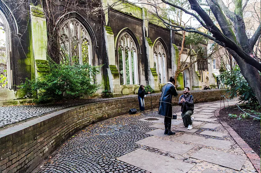 Proposal photography at St Dunstand in the East